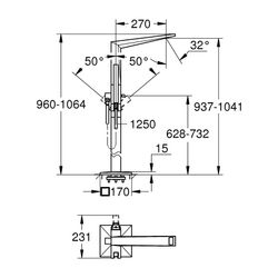 Grohe Allure Brilliant Einhand-Wannenbatterie Hard Graphite gebürstet, Bodenmontage, Fe... GROHE-24348AL0 4005176759895 (Abb. 1)