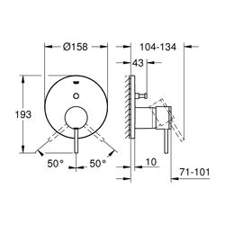 Grohe Atrio Einhand-Wannenbatterie Hard Graphite gebürstet, Fertigmontageset für Rapido... GROHE-24355AL0 4005176761614 (Abb. 1)