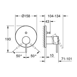 Grohe Atrio Einhand-Wannenbatterie Hard Graphite gebürstet, Fertigmontageset für Rapido... GROHE-24355AL0 4005176761614 (Abb. 1)