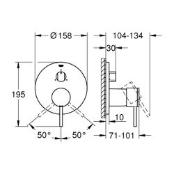 Grohe Atrio Einhandbatterie Hard Graphite gebürstet, Fertigmontageset für 3-Wege-Umstel... GROHE-24356000 4005176762086 (Abb. 1)
