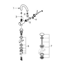 Grohe Atrio 1-Loch-Einhand-Waschtischbatterie, M-Size, schwenkbarer Bogenauslauf, 1 1/4... GROHE-24363GL0 4005176760921 (Abb. 1)