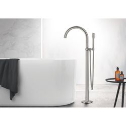 Grohe Atrio Einhand-Wannenbatterie Supersteel, Fertigmontageset, Bodenmontage, mit Brau... GROHE-24368DC0 4005176761133 (Abb. 1)
