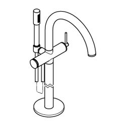 Grohe Atrio Einhand-Wannenbatterie Supersteel, Fertigmontageset, Bodenmontage, mit Brau... GROHE-24368DC0 4005176761133 (Abb. 1)