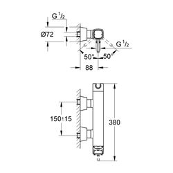 Grohe Grandera 1-Loch-Einhand-Brausebatterie Wandmontage, Chrom, integrierter Handbraus... GROHE-24373000 4005176758232 (Abb. 1)