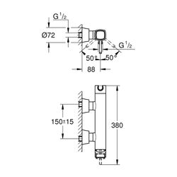 Grohe Grandera 1-Loch-Einhand-Brausebatterie Wandmontage, Chrom, integrierter Handbraus... GROHE-24373000 4005176758232 (Abb. 1)
