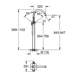 Grohe Grandera Einhand-Wannenbatterie, Chrom, Bodenmontage, Fertigmontageset für 45984,... GROHE-24375000 4005176758300 (Abb. 1)