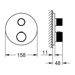 Grohe Atrio PC Thermostat-Brausebatterie Chrom mit 2-Wege-Umstellung mit Knopfbetätigun... GROHE-24396000 4005176786204 (Abb. 1)