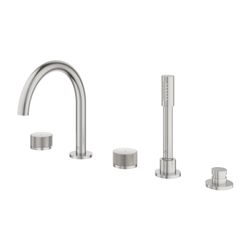 Grohe Atrio PC 5-Loch-Wannenkombination Supersteel Knopfbetätigung mit Einlagen... GROHE-25226DC0 4005176508455 (Abb. 1)