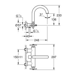 Grohe Atrio Wannenbatterie, Warm Sunset, Wandmontage, mit Kreuzgriffen... GROHE-25268DA0 4005176761454 (Abb. 1)