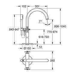 Grohe Atrio Wannenbatterie, Warm Sunset, Bodenmontage, Fertigmontageset, mit Kreuzgriff... GROHE-25272DA0 4005176761492 (Abb. 1)