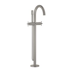 Grohe Atrio Wannenbatterie, Supersteel, Bodenmontage, Fertigmontageset, mit Kreuzgriffe... GROHE-25272DC0 4005176761508 (Abb. 1)