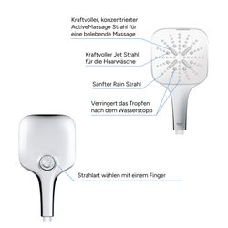 Grohe Vitalio SmartActive 130 Cube Handbrause 3 Strahlarten, QuickFix, Chrom, 26595000... GROHE-26595000 4005176486487 (Abb. 1)
