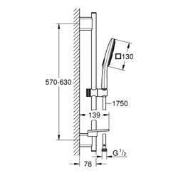 Grohe Vitalio SmartActive 130 Cube Brausestangenset 3 Strahlarten, QuickFix, Chrom, 265... GROHE-26596000 4005176486494 (Abb. 1)