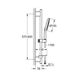 Grohe Vitalio SmartActive 150 Brausestangenset 3 Strahlarten Chrom QuickFix, 26598000... GROHE-26598000 4005176486517 (Abb. 1)