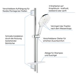 Grohe Vitalio SmartActive 150 Brausestangenset 3 Strahlarten Chrom QuickFix, 26598000... GROHE-26598000 4005176486517 (Abb. 1)