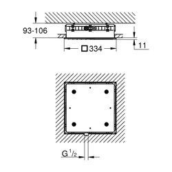 Grohe Rainshower Aqua Deckenbrause Mono 1 Strahl 334x334mm, Chrom, 3bar 21l/min maximal... GROHE-26731000 4005176642975 (Abb. 1)