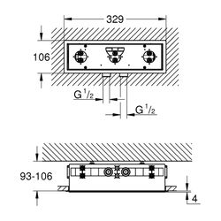 Grohe Rainshower Aqua Rohbau-Set klein, für Deckenbrausen, 320x100mm, für 2 Wasserwege... GROHE-26739000 4005176644641 (Abb. 1)