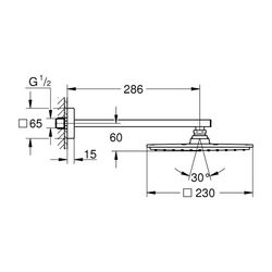 Grohe Rainshower Aqua Kopfbrauseset 230, 1 Strahlart, Brausearm 286mm, Chrom, mit 230 M... GROHE-26856000 4005176759031 (Abb. 1)