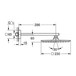 Grohe Rainshower Aqua Kopfbrauseset 230, Brausearm 286mm, 1 Strahlart, 9,5l/min Durchfl... GROHE-26858000 4005176759079 (Abb. 1)