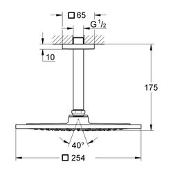 Grohe Rainshower Aqua Kopfbrauseset 10", Deckenauslass 142mm, 1 Strahlart, 9,5l/min Dur... GROHE-26861000 4005176758850 (Abb. 1)