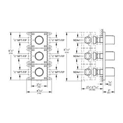 Grohe Unterputzventil Grohtherm F, 3-fach, Fertigmontageset für 35 031, ohne Unterputz-... GROHE-26880000 4005176759260 (Abb. 1)