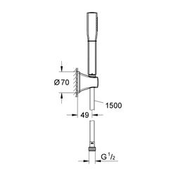 Grohe Grandera Wandhalterset Stick 1 Strahlart 7,6l/min Chrom/Gold, Durchflusskonstanth... GROHE-26901IG0 4005176757501 (Abb. 1)