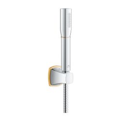 Grohe Grandera Wandhalterset Stick 1 Strahlart 7,6l/min Chrom/Gold, Durchflusskonstanth... GROHE-26901IG0 4005176757501 (Abb. 1)