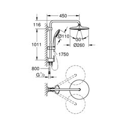Grohe Vitalio Joy System 260 Duschsystem mit Umstellung für die Wandmontage, QuickFix, ... GROHE-27357002 4005176417993 (Abb. 1)