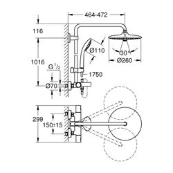 Grohe Vitalio Joy System 260 Duschsystem mit Thermostatbatterie für Wandmontage, 450mm ... GROHE-27860001 4005176982224 (Abb. 1)