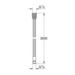 Grohe Metallbrauseschlauch 2000 für Wannenrand/Fliesenbank-Brausegarnitur, Chrom... GROHE-28158001 4005176775543 (Abb. 1)