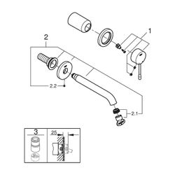 Grohe Essence 2-Loch-Waschtisch-Wandbatterie Ausladung 183mm Phantom Black, Professiona... GROHE-29192KF1 4005176782411 (Abb. 1)