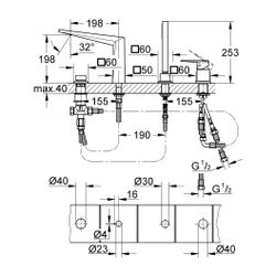 Grohe Allure Brilliant 4-Loch-Einhand-Wannenkombination Hard Graphite gebürstet... GROHE-29405AL0 4005176760112 (Abb. 1)