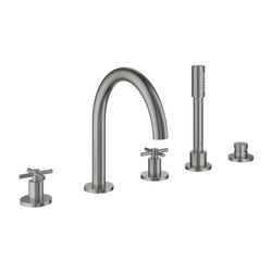 Grohe Atrio 5-Loch-Wannenkombination Supersteel, Fertigmontageset, mit Kreuzgriffen... GROHE-29408DC0 4005176762857 (Abb. 1)