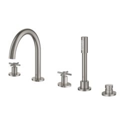 Grohe Atrio 5-Loch-Wannenkombination Supersteel, Fertigmontageset, mit Kreuzgriffen... GROHE-29408DC0 4005176762857 (Abb. 1)