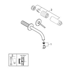 Grohe Atrio 2-Loch-Waschtisch-Wandbatterie Hard Graphite gebürstet, Fertigmontageset, A... GROHE-29410AL0 4005176763403 (Abb. 1)
