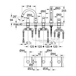 Grohe Grandera 5-Loch-Wannenkombination Chrom/Gold... GROHE-29415IG0 4005176757754 (Abb. 1)