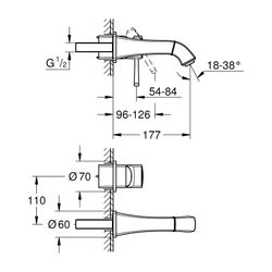 Grohe Grandera 2-Loch-Waschtischbatterie, Wandmontage, Ausladung 177mm, Chrom, Fertigmo... GROHE-29416000 4005176757778 (Abb. 1)