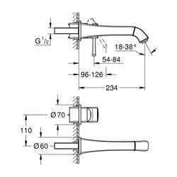 Grohe Grandera 2-Loch-Waschtischbatterie, Wandmontage, Ausladung 234mm, Chrom, Fertigmo... GROHE-29417000 4005176757815 (Abb. 1)