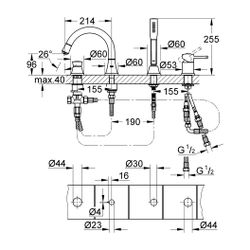 Grohe Grandera 4-Loch-Wannenkombination Chrom/Gold... GROHE-29418IG0 4005176757853 (Abb. 1)