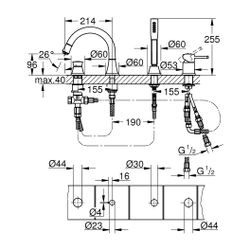 Grohe Grandera 4-Loch-Wannenkombination Chrom/Gold... GROHE-29418IG0 4005176757853 (Abb. 1)