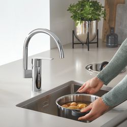Grohe Start Einhand-Spültischbatterie 1/2", hoher C-Auslauf mit 150mm, QuickFix, Chrom,... GROHE-30469000 4005176635892 (Abb. 1)