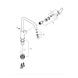 Grohe Start Einhand-Spültischbatterie 1/2", hoher U-Auslauf mit 150mm, QuickFix, Chrom,... GROHE-30470000 4005176635915 (Abb. 1)