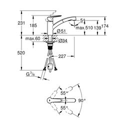 Grohe Start Einhand-Spültischbatterie 1/2", niedriger Auslauf mit herausziehbarer Dual-... GROHE-30531001 4005176728082 (Abb. 1)