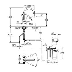 Grohe Starter Kit Grohe Blue Pure BauCurve, C-Auslauf, Filterkopf, Durchflussmesser, Ul... GROHE-30582000 4005176744914 (Abb. 1)