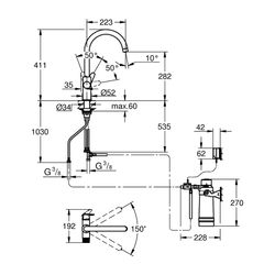 Grohe Starter Kit Grohe Blue Pure BauCurve, C-Auslauf, Filterkopf, Durchflussmesser, Ul... GROHE-30582000 4005176744914 (Abb. 1)
