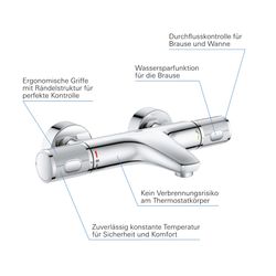 Grohe Precision Feel Thermostat-Wannenbatterie 1/2", Wandmontage, QuickFix, Chrom, 3478... GROHE-34788000 4005176613050 (Abb. 1)