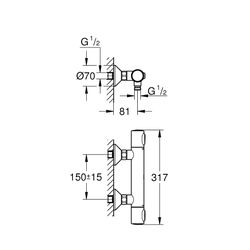 Grohe Precision Flow Thermostat-Brausebatterie 1/2", QuickFix, Chrom, 34840000... GROHE-34840000 4005176728631 (Abb. 1)