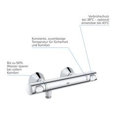 Grohe Precision Flow Thermostat-Brausebatterie 1/2", QuickFix, Chrom, 34840000... GROHE-34840000 4005176728631 (Abb. 1)
