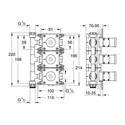 Grohe Rapid Einbauboxo C für Unterputzventil 26880000 3 Zu-/Abgänge... GROHE-35031000 4005176908330 (Abb. 1)