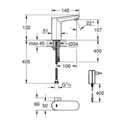 Grohe Infrarot-Elektronik für Waschtisch Eurosmart CE, M-Size, mit Mischung, Steckertra... GROHE-36325002 4005176318771 (Abb. 1)